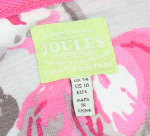 Joules Women Grey Floral Cotton Jersey Shift Dress UK 14 Short Sleeve