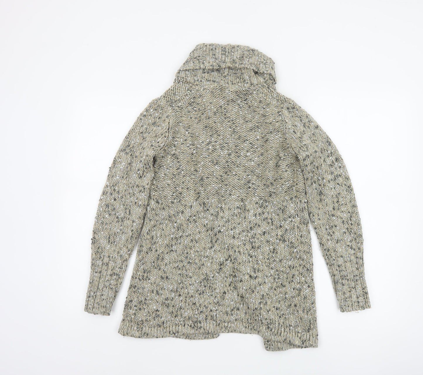 Marks & Spencer Women Beige Chunky Knit High Neck Cardigan UK 10
