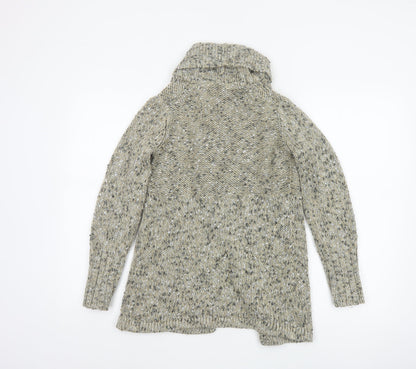 Marks & Spencer Women Beige Chunky Knit High Neck Cardigan UK 10