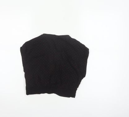 Zara Women Black Red Polka Dot Cropped V-Neck Blouse Size S