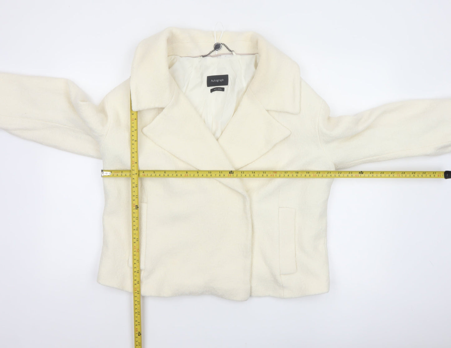 M&S Autograph Women’s Ivory UK 14 Wool Blend Pea Coat Jacket
