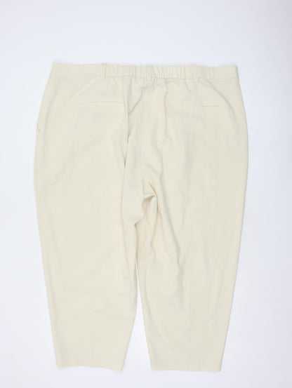 Marks & Spencer Women Ivory UK 24 Short Tapered Ankle Grazer Trousers