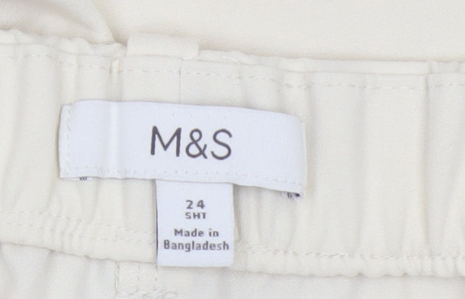 Marks & Spencer Women Ivory UK 24 Short Tapered Ankle Grazer Trousers