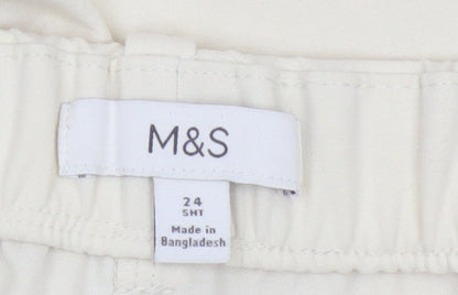 Marks & Spencer Women Ivory UK 24 Short Tapered Ankle Grazer Trousers