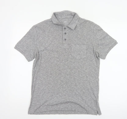 Gap Men’s Grey Marl Polo Shirt Size S Short Sleeve Cotton Blend