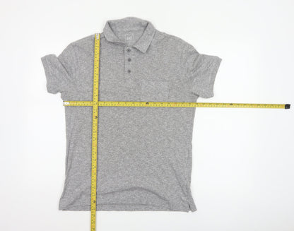 Gap Men’s Grey Marl Polo Shirt Size S Short Sleeve Cotton Blend