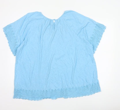 Marks & Spencer Women Blue UK 20 Cotton Broderie Anglaise Blouse