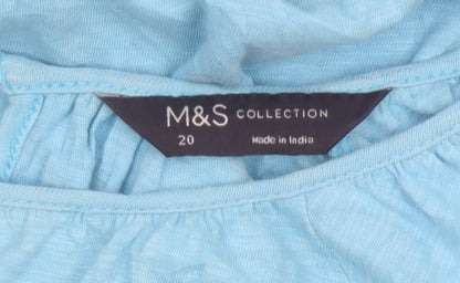 Marks & Spencer Women Blue UK 20 Cotton Broderie Anglaise Blouse