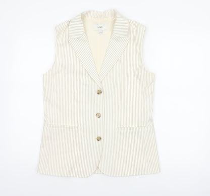Marks and Spencer Women Ivory Pinstripe Size 8 Tailored Suit Waistcoat