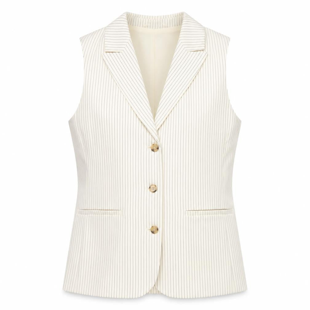 Marks & Spencer Women Ivory Pinstripe Size 8 Tailored Suit Waistcoat