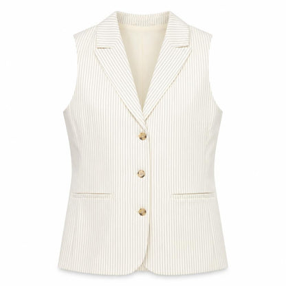 Marks & Spencer Women Ivory Pinstripe Size 8 Tailored Suit Waistcoat