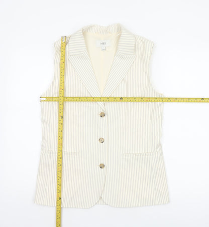 Marks and Spencer Women Ivory Pinstripe Size 8 Tailored Suit Waistcoat