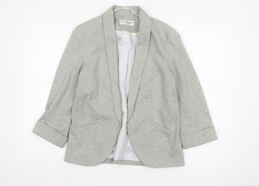 Additional front view of Miss Selfridge Women Grey UK 10 Stretch Tailored Shawl Blazer