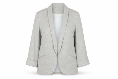 Front view of Miss Selfridge Women Grey UK 10 Stretch Tailored Shawl Blazer