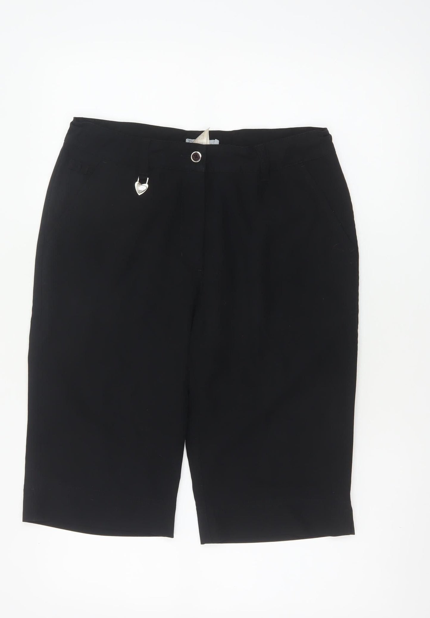Daily Women Black UK 10 Bermuda Smart Stretch Shorts Heart Charm