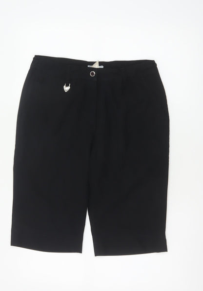 Daily Women Black UK 10 Bermuda Smart Stretch Shorts Heart Charm