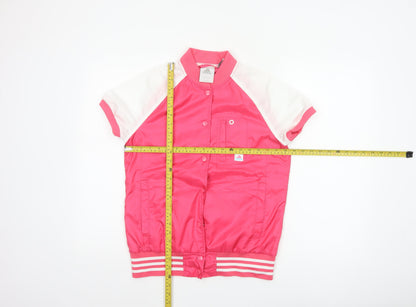 Adidas Women Pink White UK 12 Bomber Jacket Short Sleeve Clima