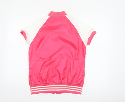 Adidas Women Pink White UK 12 Bomber Jacket Short Sleeve Clima
