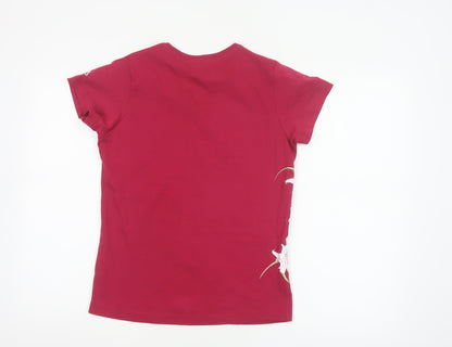 Craghoppers Women Red UK 10 Floral Cotton Jersey Short Sleeve T-Shirt