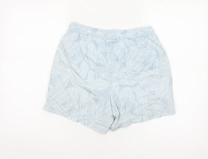 Next Mens Blue Leaf Print Swim Shorts Size S Drawstring