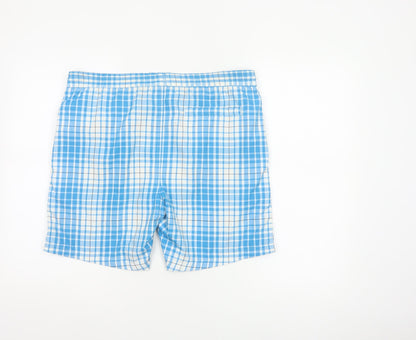 Speedo Men’s Blue Check Swim Shorts Size S Drawstring Mesh Lined