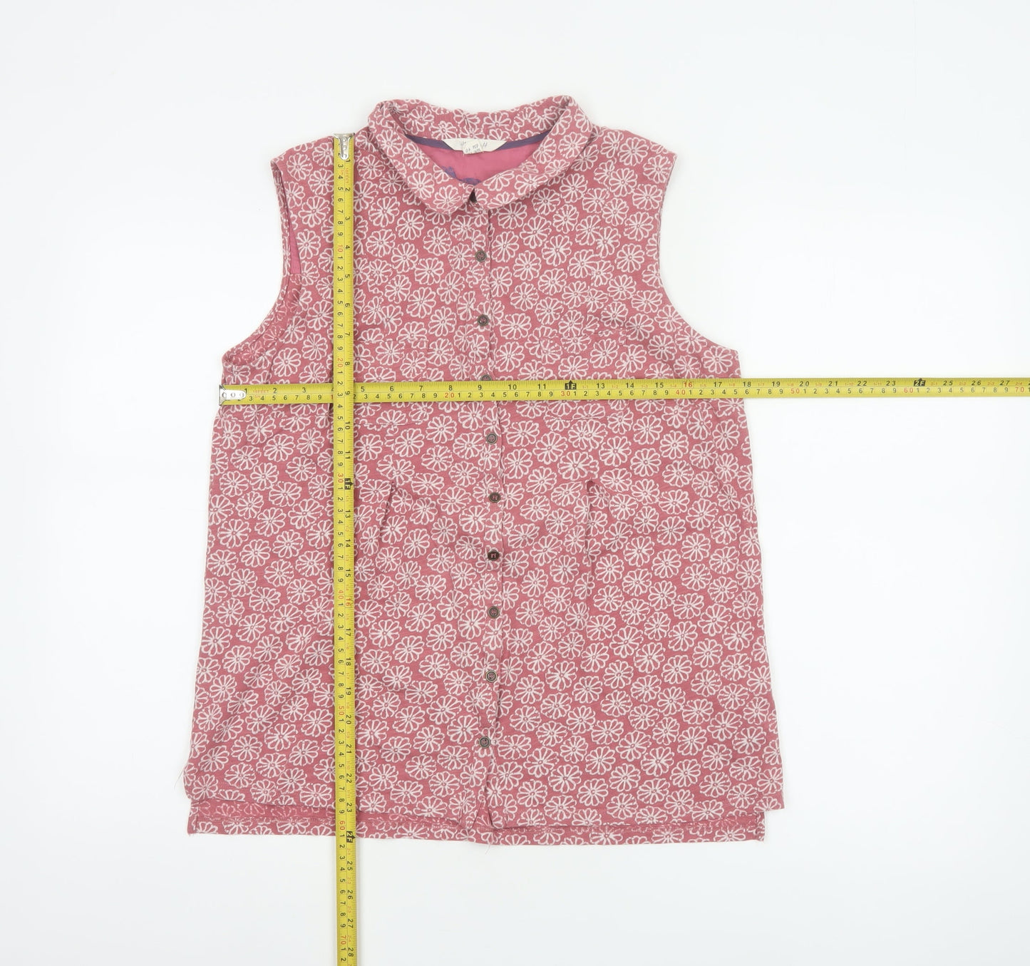 White Stuff Women’s Pink Floral Sleeveless Button-Up Blouse UK 12