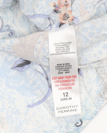 Dorothy Perkins Women Blue Floral Lace Sleeveless Blouse UK 12
