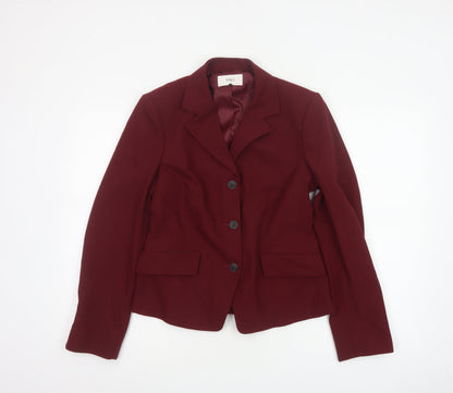 Marks and Spencer Women Red UK 10 Tailored Lined 3 Button Blazer