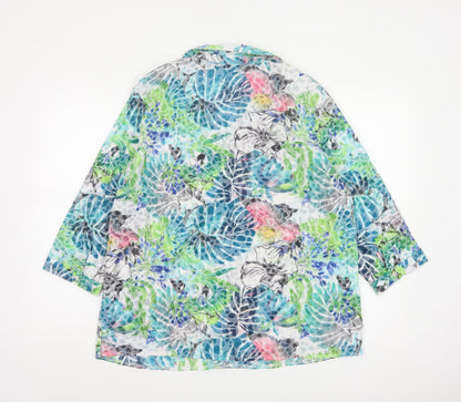 Isle Collection Women Multicoloured UK 16 Floral 3/4 Sleeve Shirt