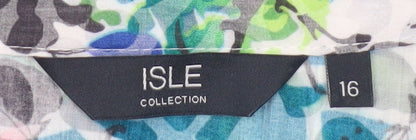 Isle Collection Women Multicoloured UK 16 Floral 3/4 Sleeve Shirt