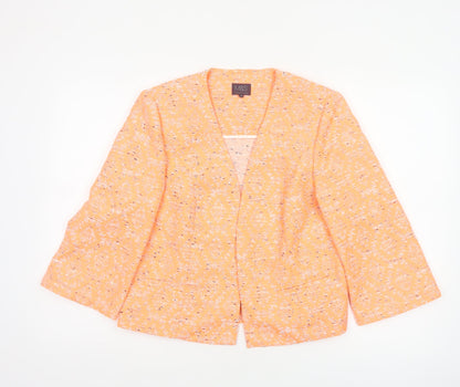 Marks and Spencer Women Orange UK 12 Geometric Open Front Blazer