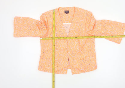 Marks and Spencer Women Orange UK 12 Geometric Open Front Blazer