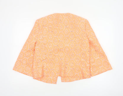 Marks and Spencer Women Orange UK 12 Geometric Open Front Blazer