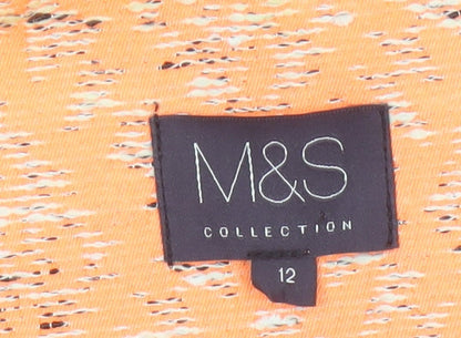 Marks and Spencer Women Orange UK 12 Geometric Open Front Blazer