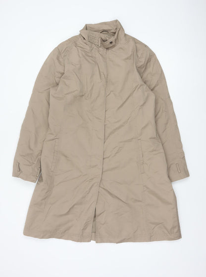 Viyella Women Beige UK 12 Long Zip Collared Coat Classic