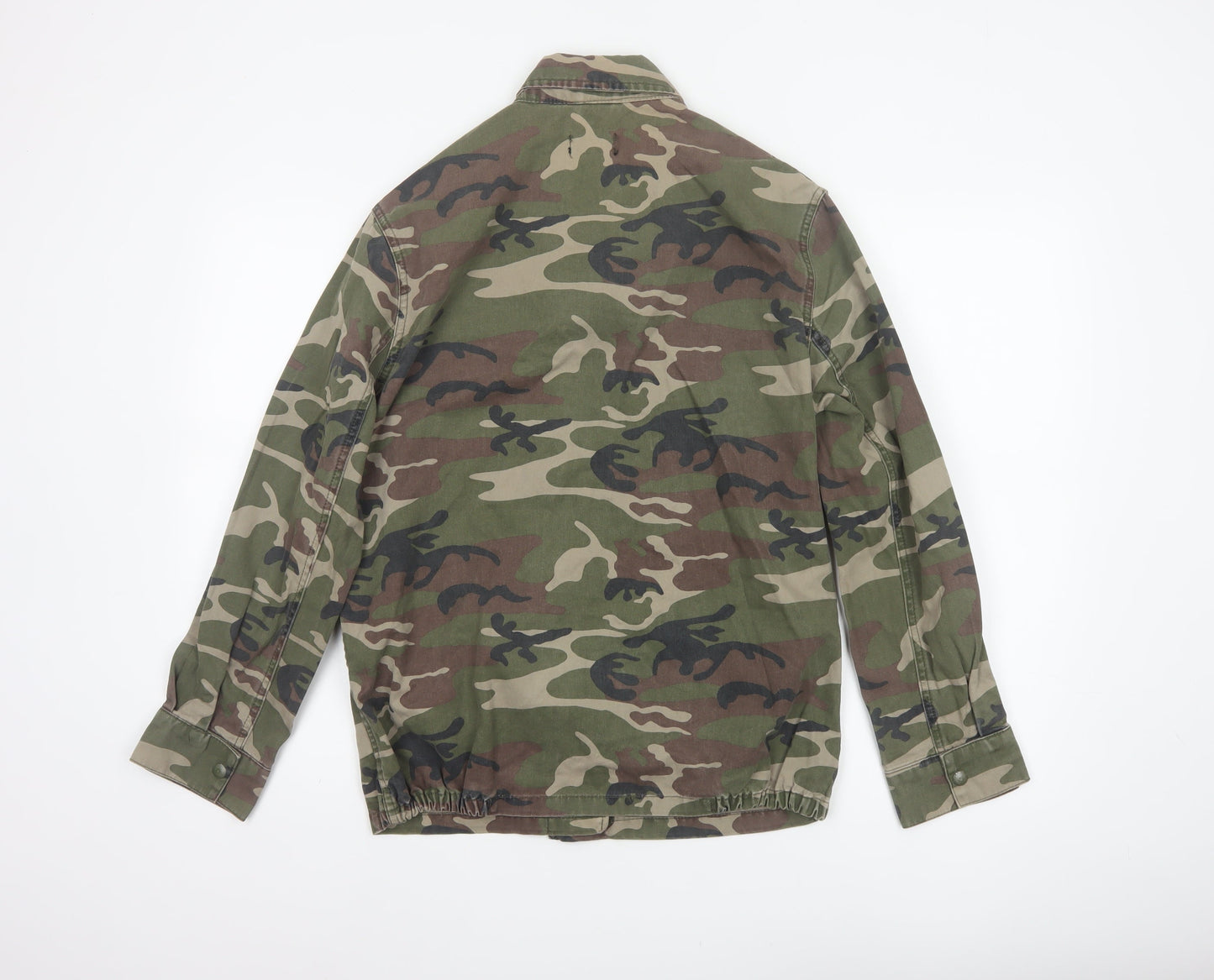 Topshop Women Green UK 8 Camouflage Cotton Military Jacket