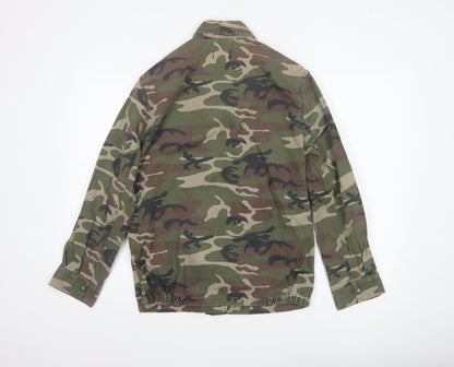 Topshop Women Green UK 8 Camouflage Cotton Military Jacket