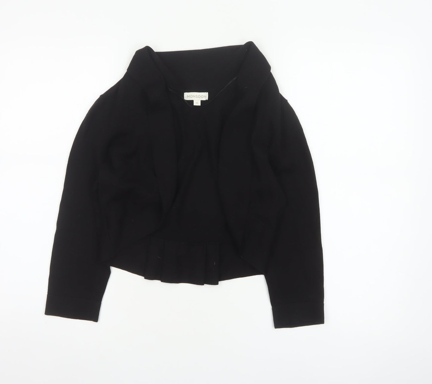 Monsoon Women Black M Open Cowl Neck Cotton Bow Cardigan