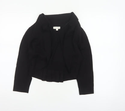 Monsoon Women Black M Open Cowl Neck Cotton Bow Cardigan