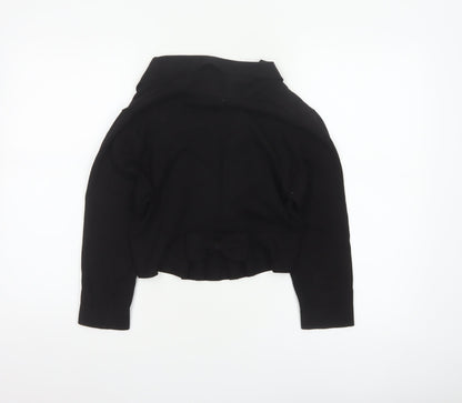 Monsoon Women Black M Open Cowl Neck Cotton Bow Cardigan