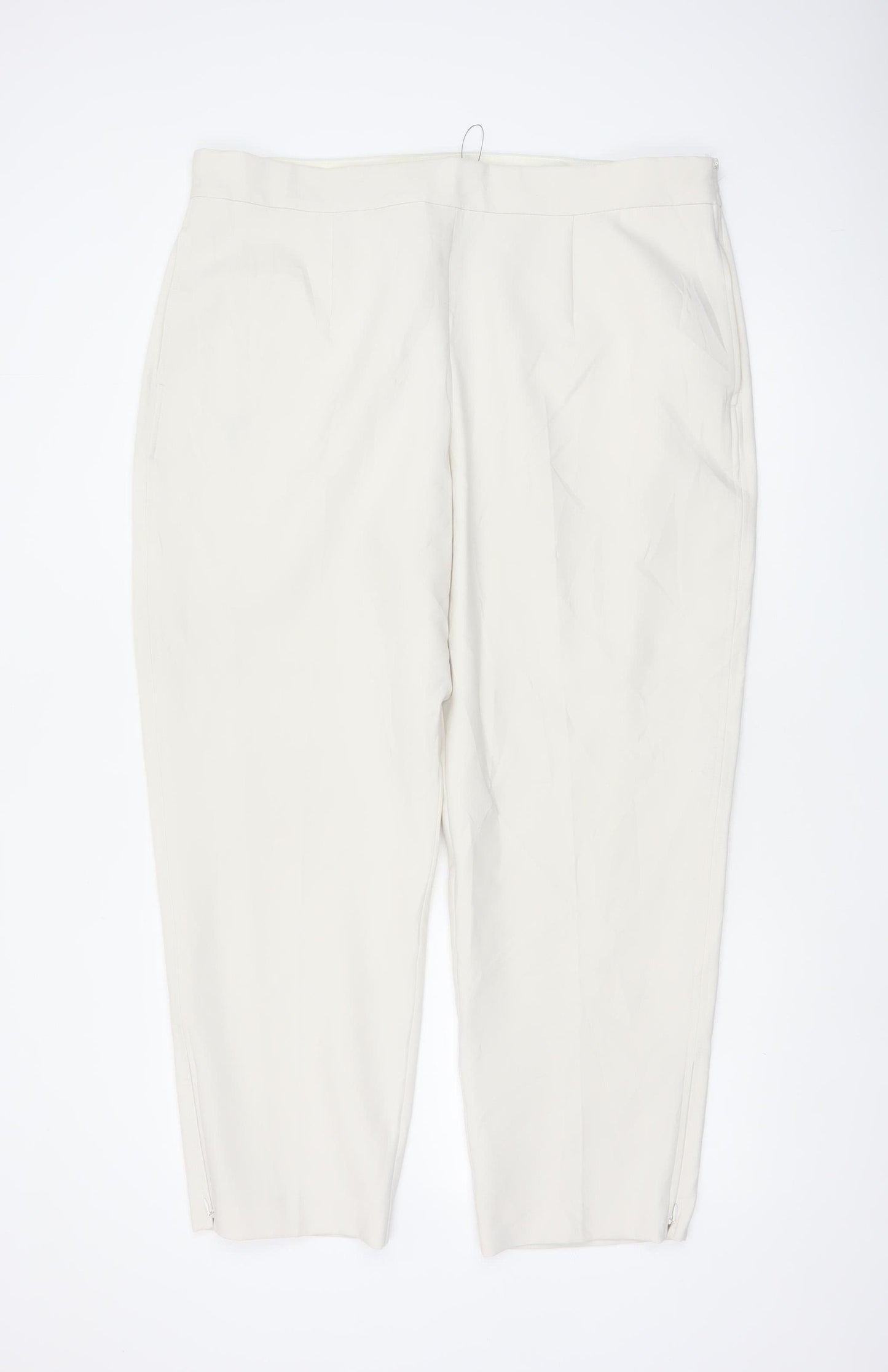 M&S Women’s Ivory Size 20 Regular Tapered Trousers Ankle Zip Pockets
