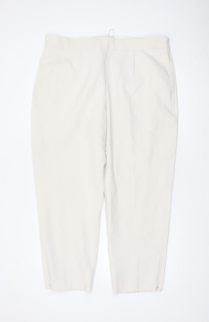 M&S Women’s Ivory Size 20 Regular Tapered Trousers Ankle Zip Pockets