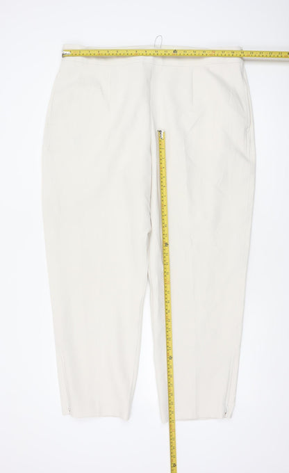 M&S Women’s Ivory Size 20 Regular Tapered Trousers Ankle Zip Pockets