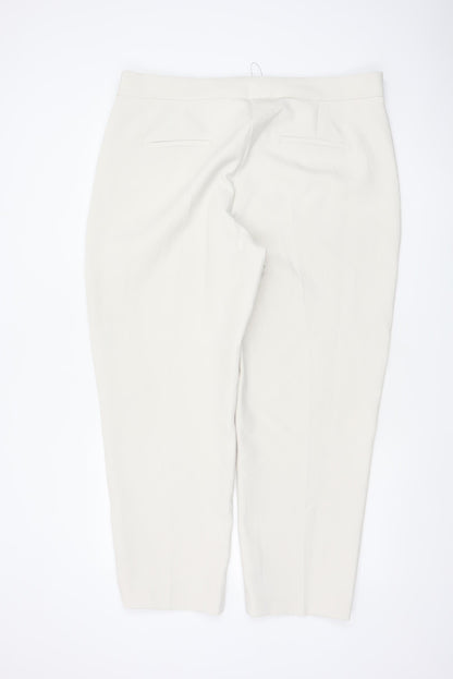 M&S Women’s Ivory Size 20 Regular Tapered Trousers Ankle Zip Pockets