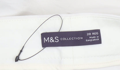 M&S Women’s Ivory Size 20 Regular Tapered Trousers Ankle Zip Pockets