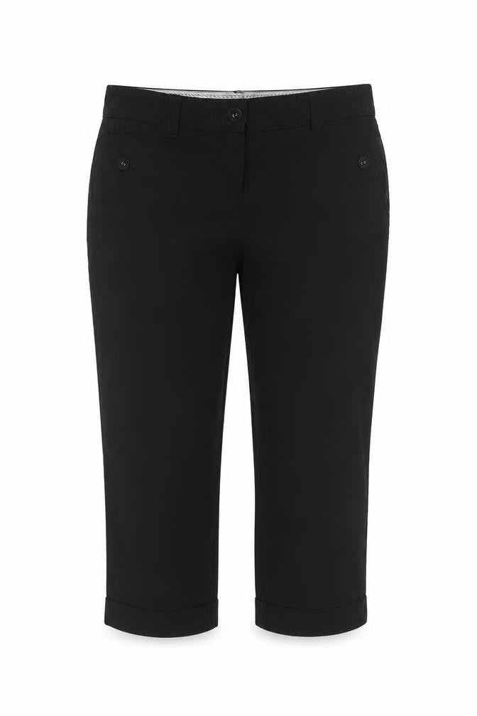 Marks & Spencer Women Black UK 12 Cotton Capri Tapered Trousers