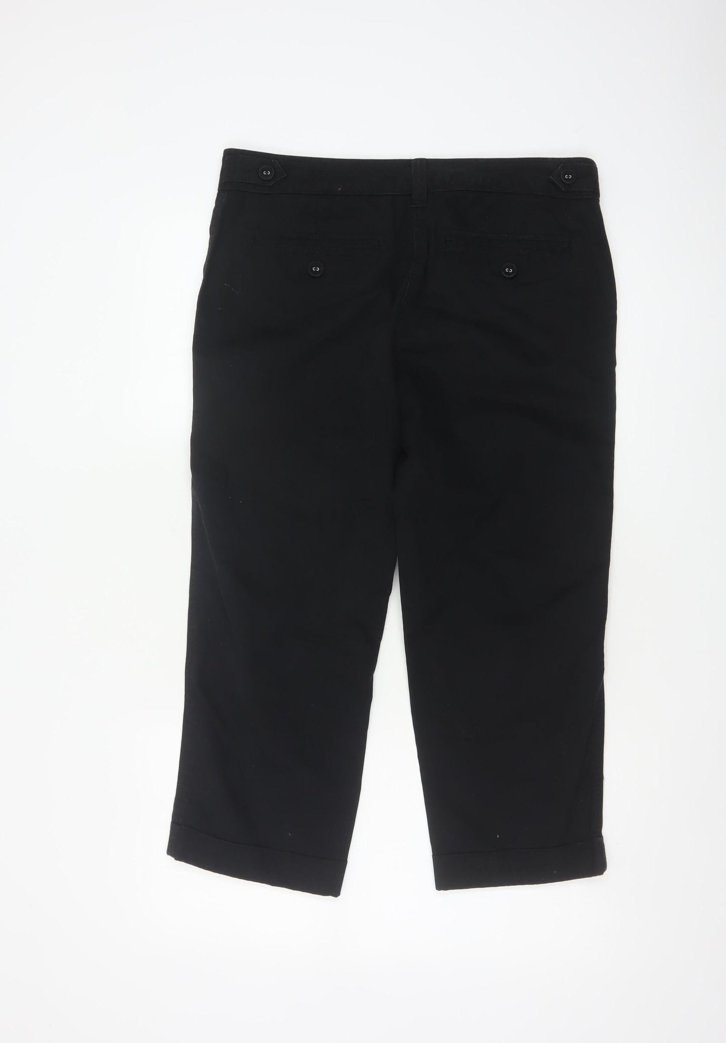 Marks & Spencer Women Black UK 12 Cotton Capri Tapered Trousers