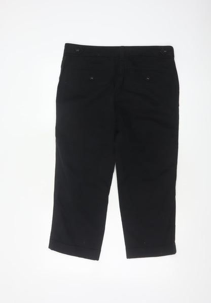 Marks & Spencer Women Black UK 12 Cotton Capri Tapered Trousers