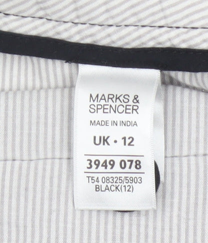 Marks & Spencer Women Black UK 12 Cotton Capri Tapered Trousers