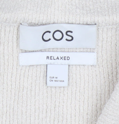 COS Men’s Ivory M Relaxed Cotton Blend Textured Short Sleeve Button-Up Shirt